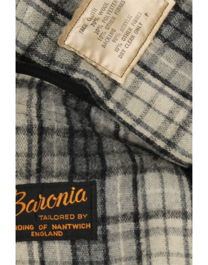 BARONIA Mens Overcoat UK 42 XL Grey Herringbone Wool