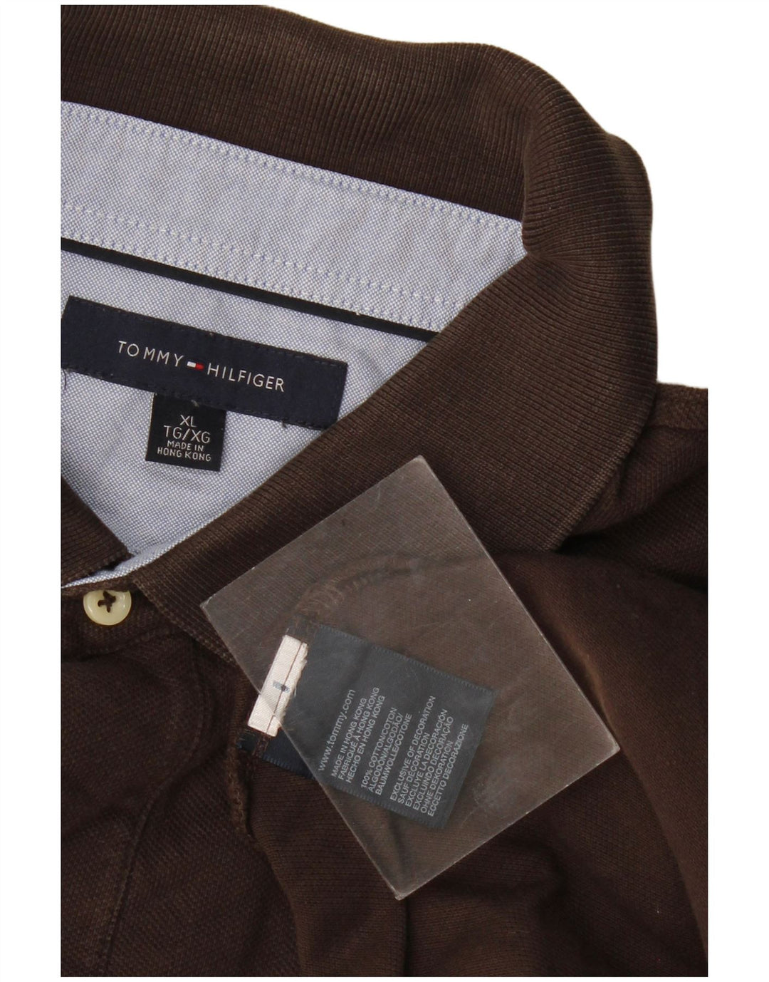 Polo da uomo Tommy Hilfiger XL in cotone marrone