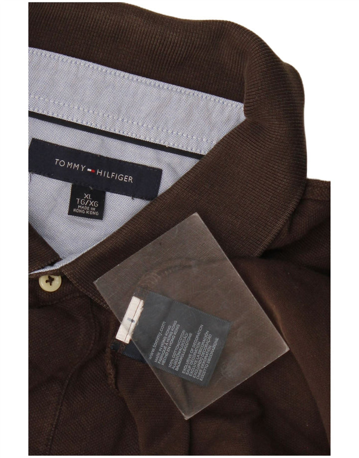 Polo da uomo Tommy Hilfiger XL in cotone marrone
