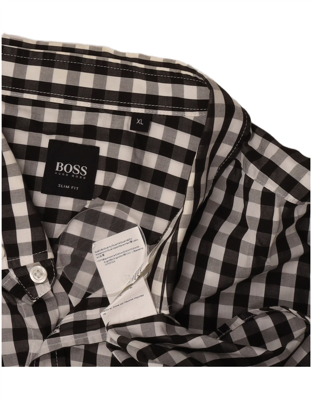 Camicia slim fit da uomo Hugo Boss XL in cotone a quadretti nero