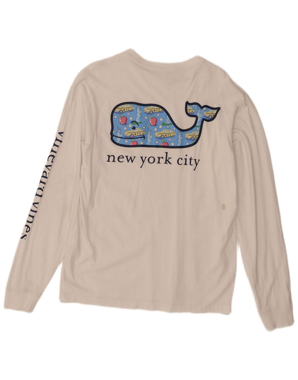 Vineyard Vines Top grafico da uomo a maniche lunghe XS Cotone bianco