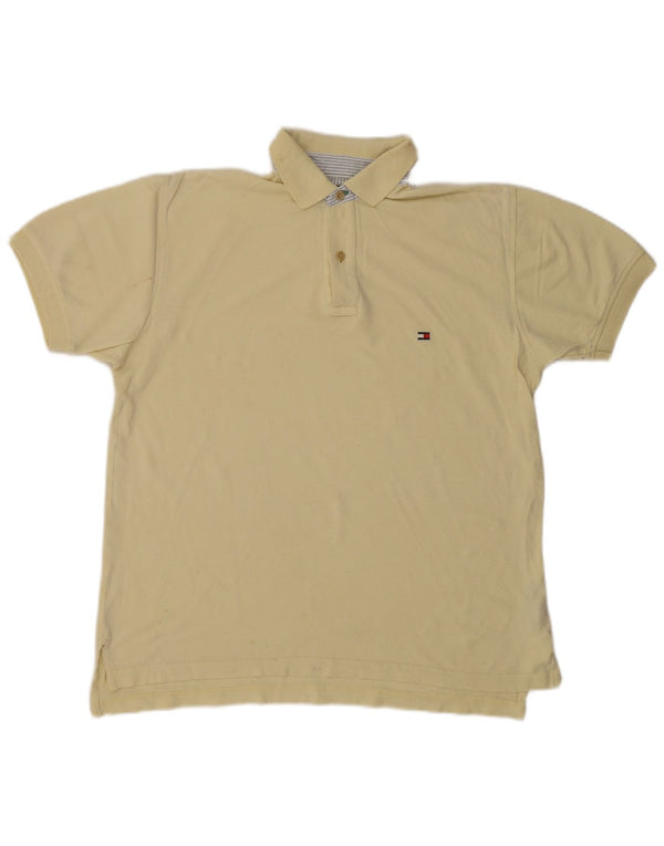 Polo da uomo Tommy Hilfiger piccola in cotone giallo