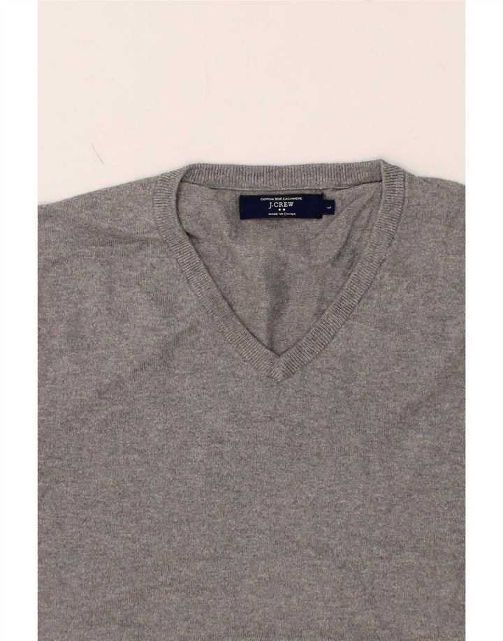J. CREW Mens V-Neck Jumper Sweater Large Grey Cotton Vintage J. Crew and Second-Hand J. Crew from Messina Hembry 