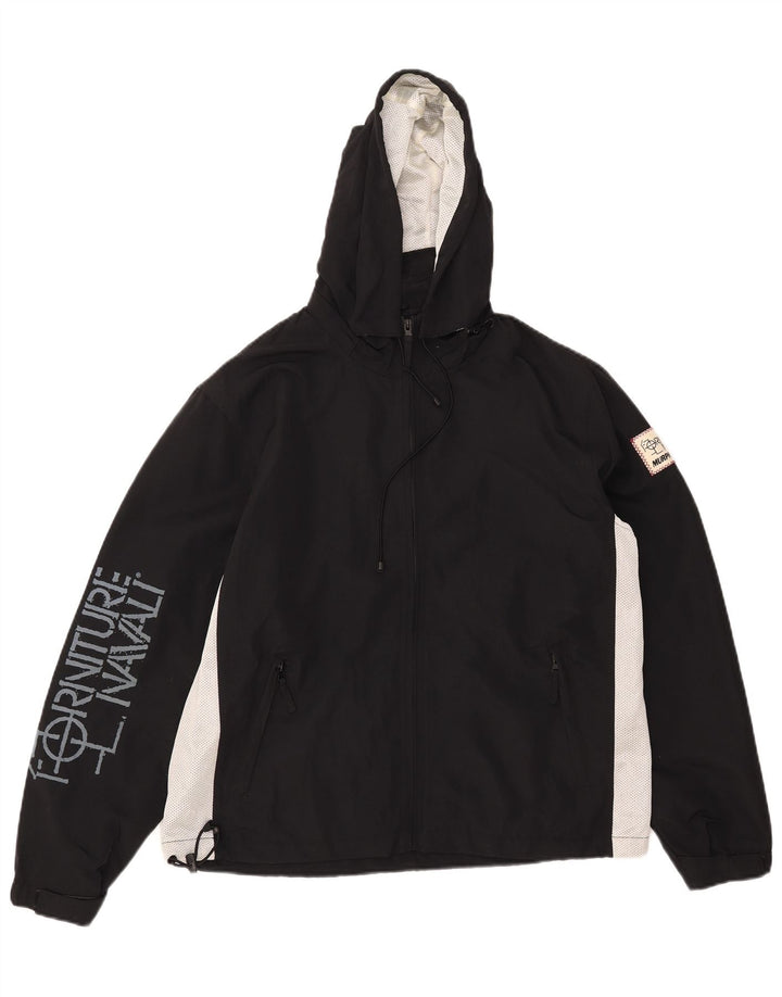 Giacca antipioggia grafica da uomo vestibilità ampia Murphy & Nye UK 36 piccola nera