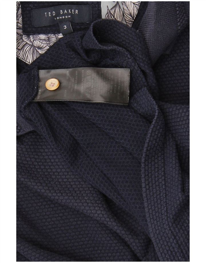 TED BAKER Mens Polo Shirt Size 3 Medium Navy Blue Cotton