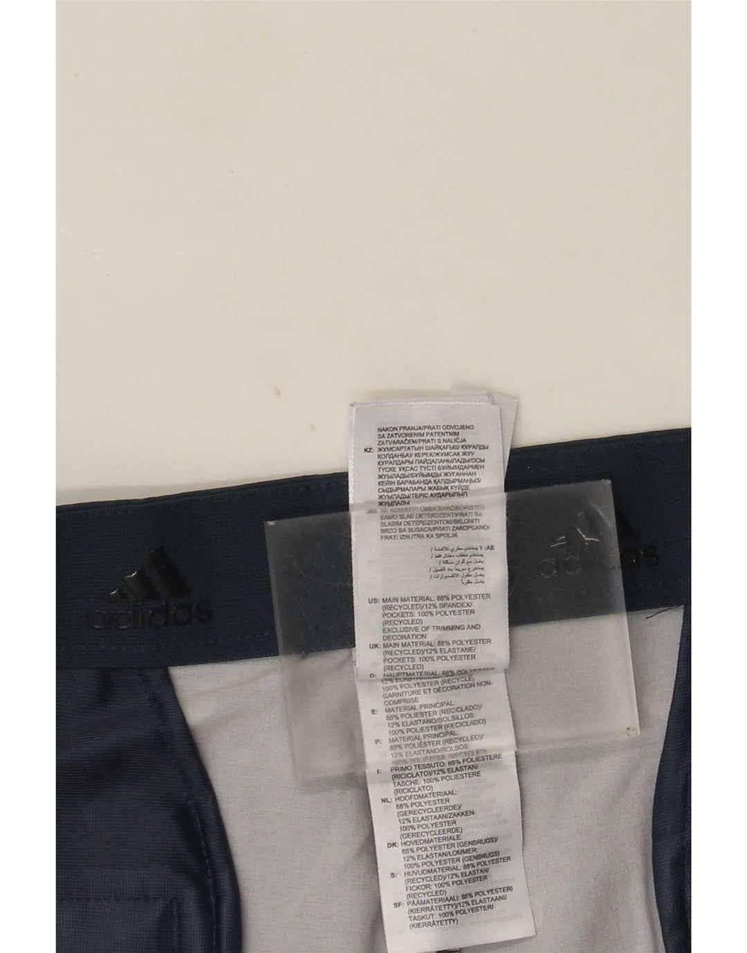 Pantaloncini chino da uomo Adidas W36 Large in poliestere maculato blu navy
