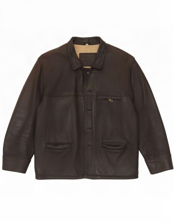 Giacca in pelle vintage da uomo UK 44 2XL Marrone