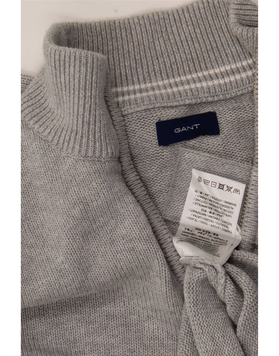 Maglione Gant da ragazzo con zip e collo 11-12 anni in cotone grigio