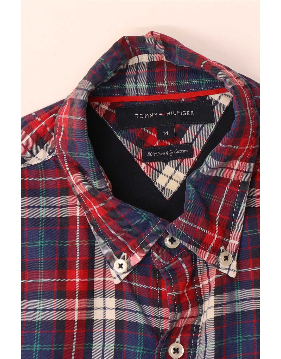 Camicia da uomo Tommy Hilfiger in cotone scozzese rosso medio