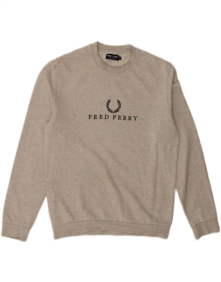 Felpa grafica da uomo Fred Perry in cotone grigio medio