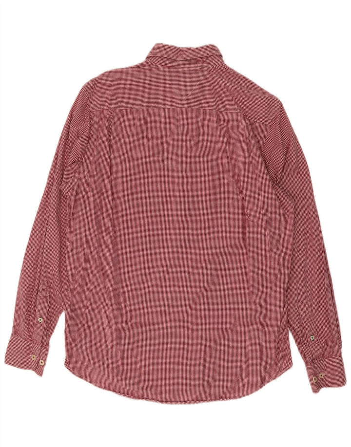 Tommy Hilfiger Camicia da uomo classica vestibilità piccola in cotone a quadretti rossi