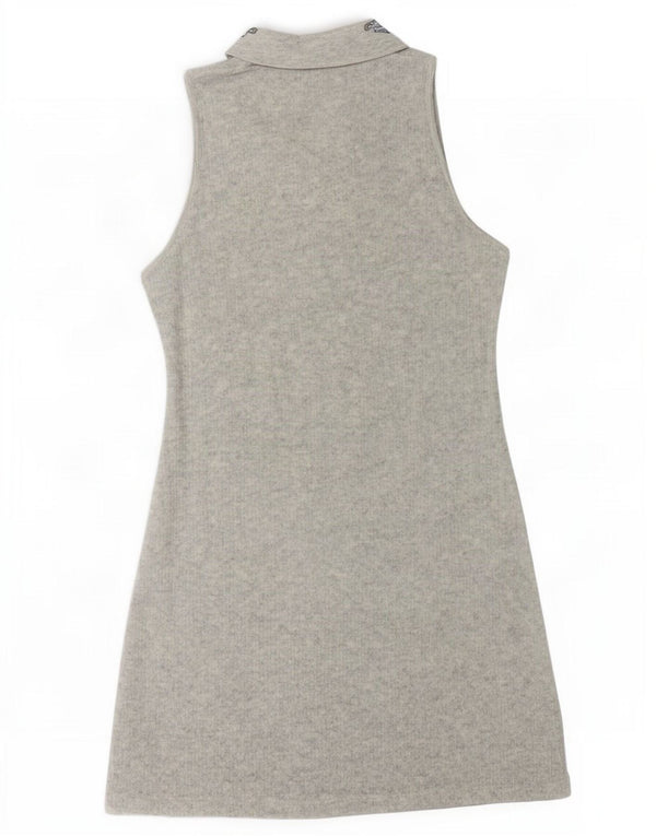 Abito polo senza maniche vintage da donna UK 12 Cotone grigio medio