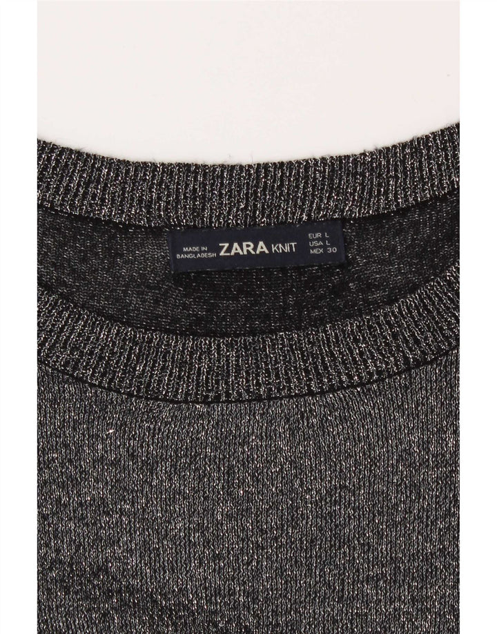 Top Zara da donna a maniche lunghe UK 16 grande grigio