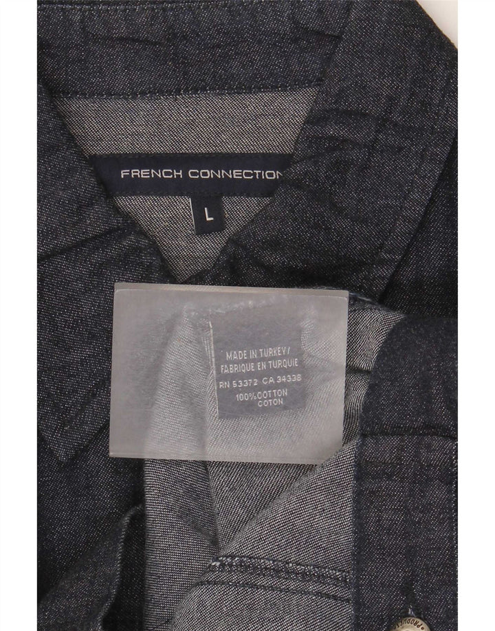 Giacca bomber in denim da uomo French Connection UK 40 grande cotone blu navy