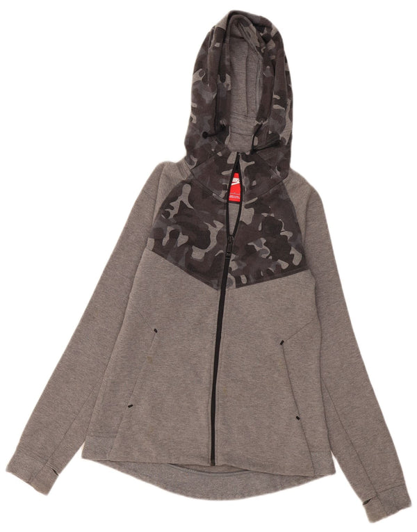 Felpa con cappuccio e zip da donna Nike UK 10 piccolo cotone grigio