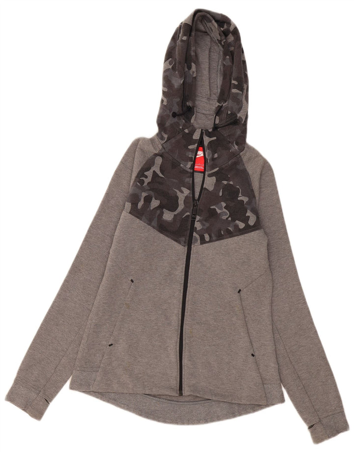Felpa con cappuccio e zip da donna Nike UK 10 piccolo cotone grigio
