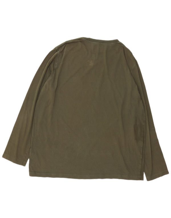 TIMBERLAND Top grafico da uomo vestibilità regolare manica lunga XL cotone kaki