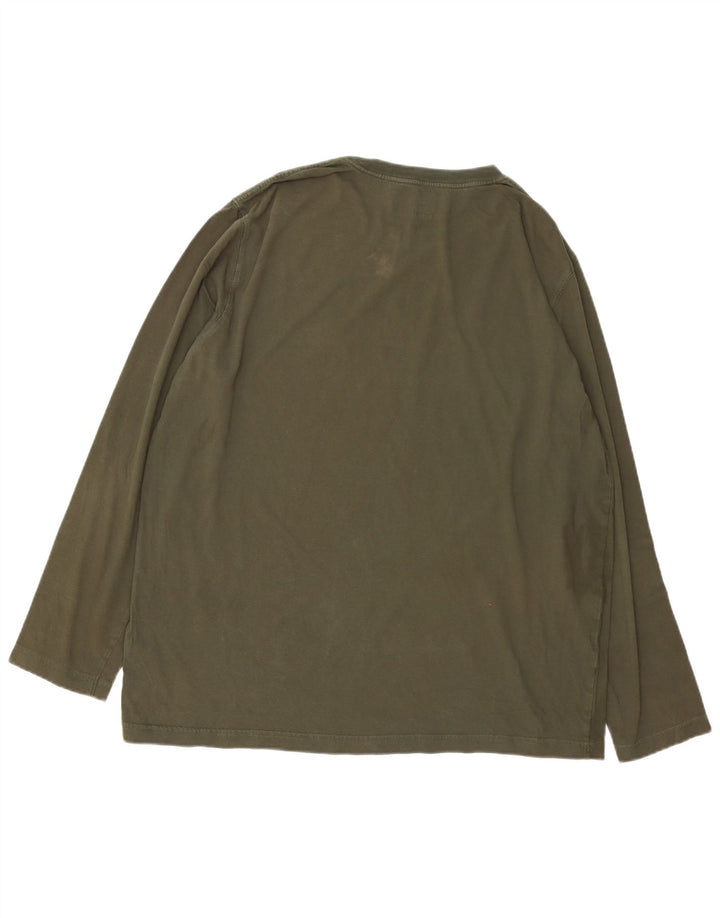 TIMBERLAND Top grafico da uomo vestibilità regolare manica lunga XL cotone kaki