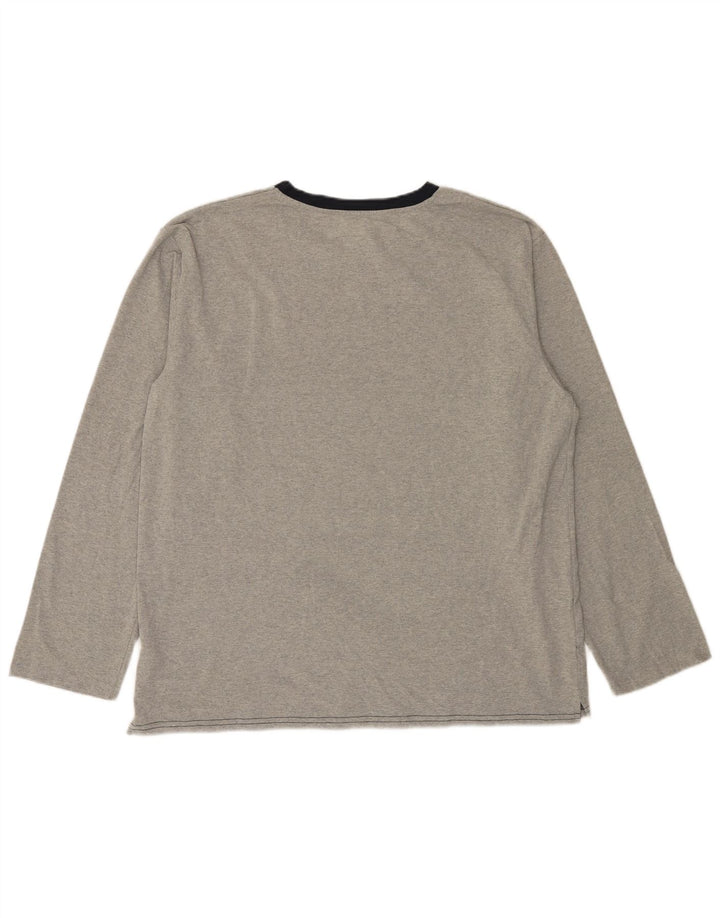The White Company Maglia da uomo a maniche lunghe grande in poliestere color block grigio