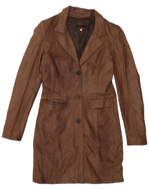 Cappotto in pelle da donna Sandro Ferrone UK 12 Pelle marrone medio