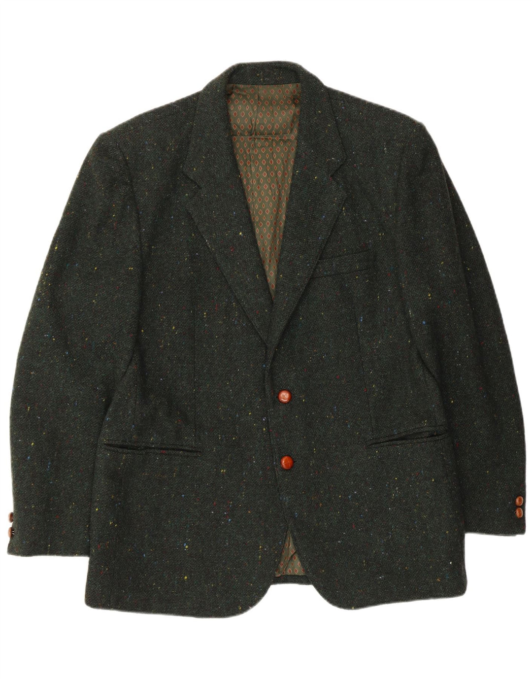 Giacca blazer da uomo a 2 bottoni Benetton IT 50 Large in lana screziata verde