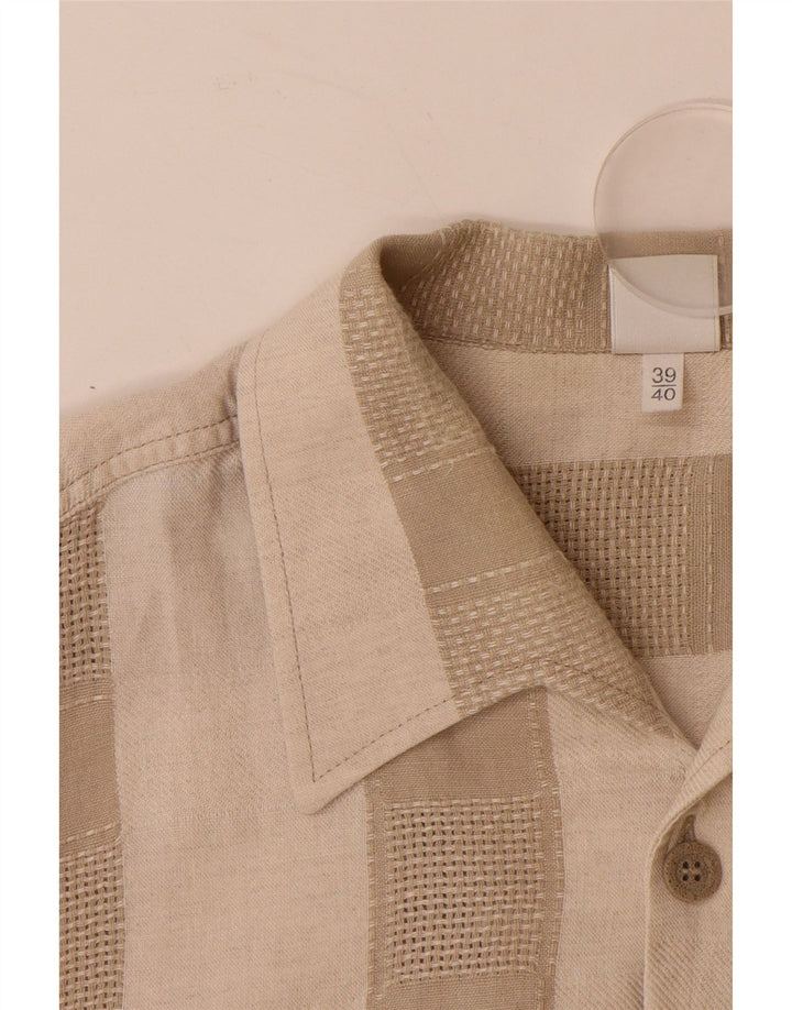 Camicia a maniche corte da uomo WALBUSCH taglia 39/40 Lino a righe beige medio