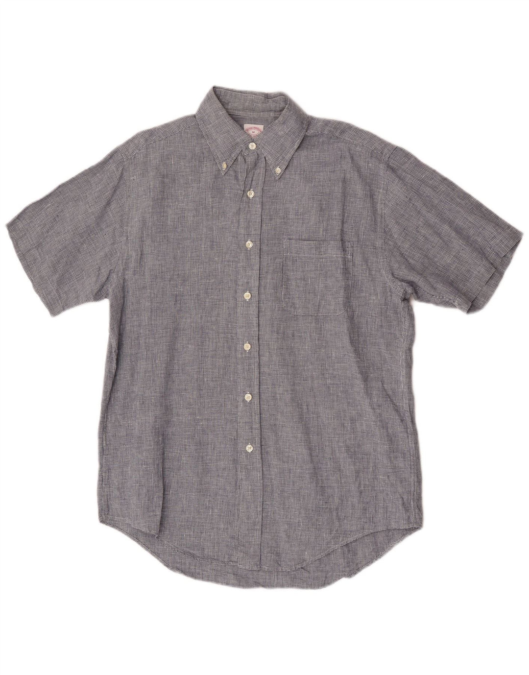Camicia a maniche corte da uomo Brooks Brothers blu medio pied de poule