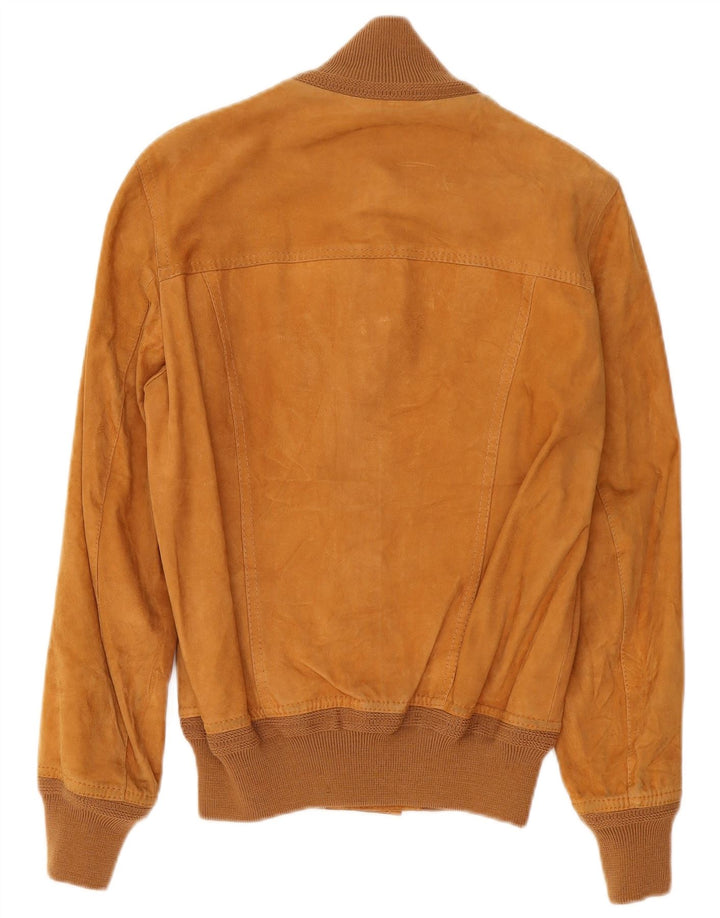 Giubbotto bomber vintage in pelle scamosciata da uomo IT 48 in pelle beige medio