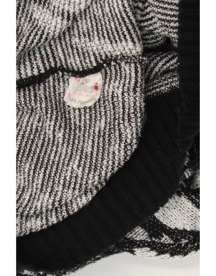 Maglione cardigan da donna vintage IT 42 Poliacrilico geometrico nero medio