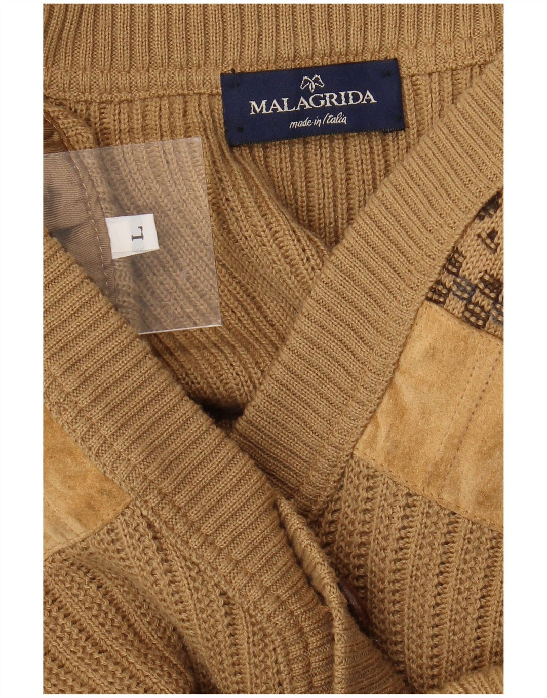 Maglione cardigan da uomo Malagrida grande beige geometrico