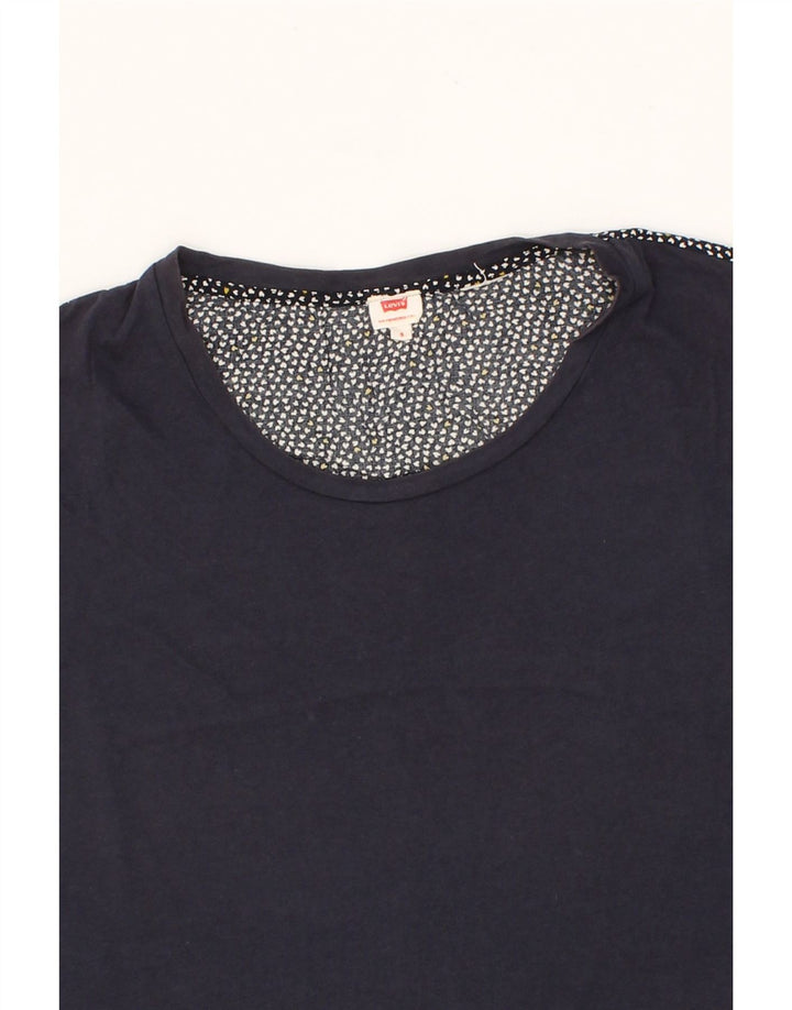 LEVI'S Womens Abstract Pattern T-Shirt Top UK 10 Small Navy Blue Vintage Levi's and Second-Hand Levi's from Messina Hembry 