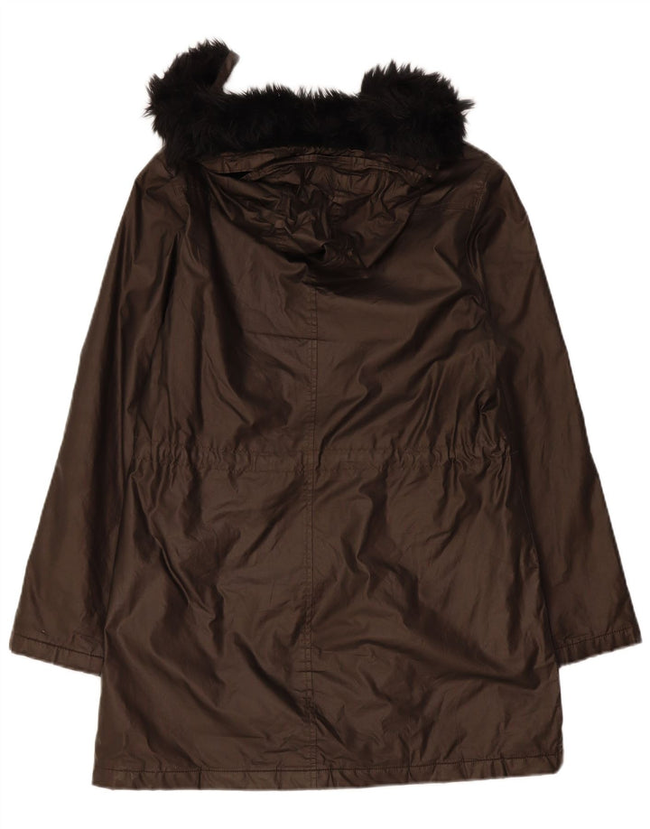 Giacca Parka con cappuccio da donna Marks & Spencer UK 10 Small Marrone Poliammide