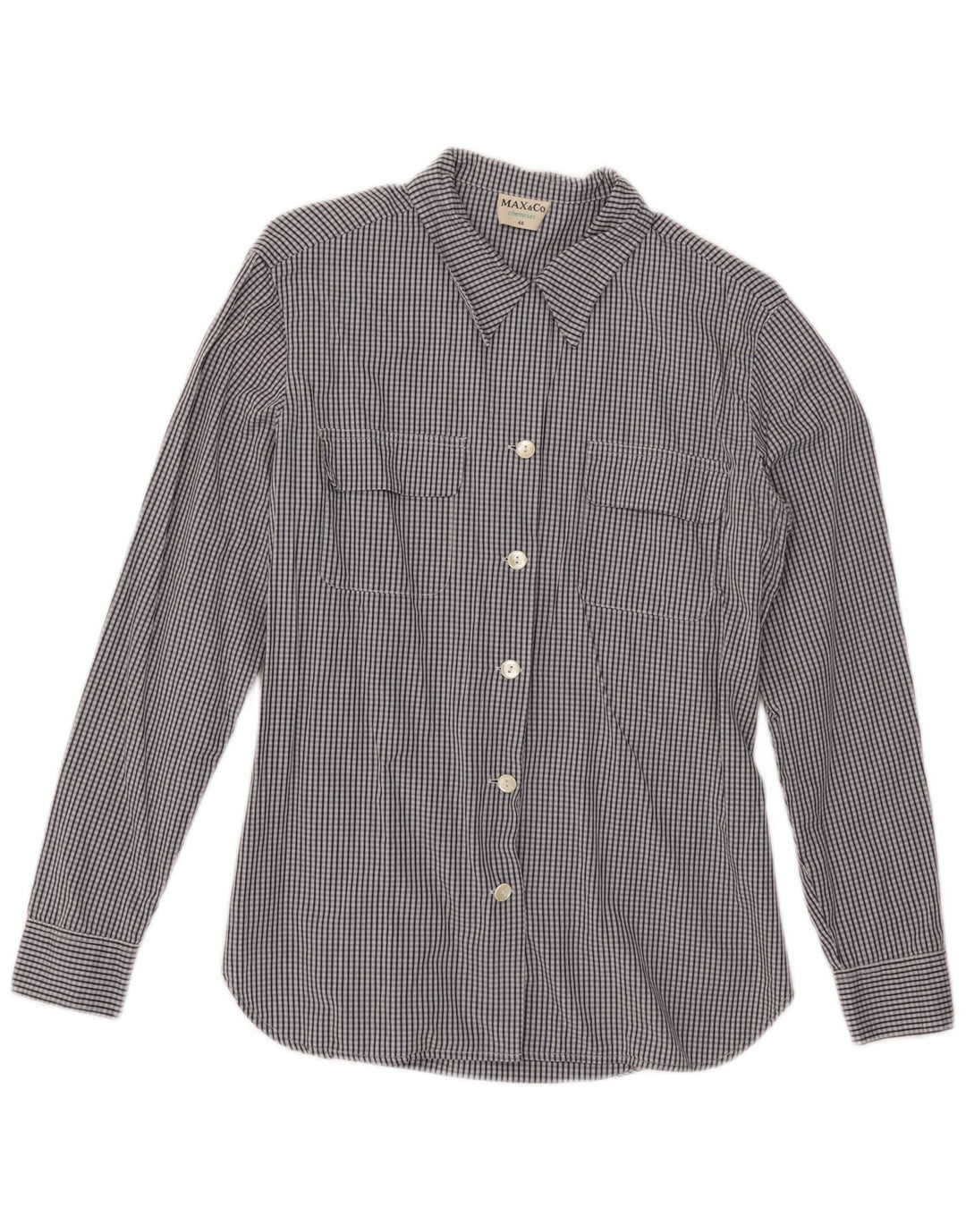 Camicia da donna Max & Co. IT 46 Large in cotone a quadri blu navy