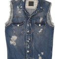 Gilet da uomo in denim invecchiato Zara UK 36 piccolo cotone blu