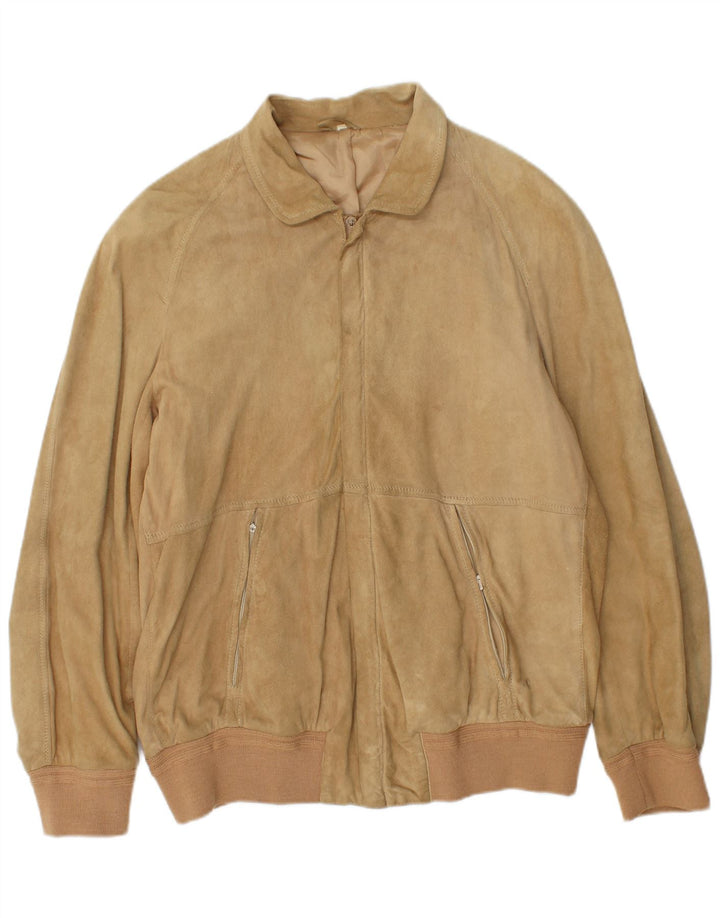 Giubbotto bomber in pelle scamosciata da uomo tedesco IT 52 XL Beige