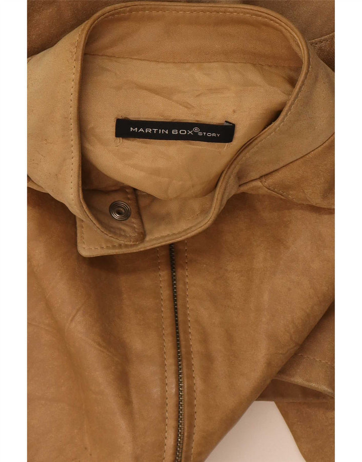 Giacca vintage in pelle scamosciata da uomo UK 40 grande in pelle beige