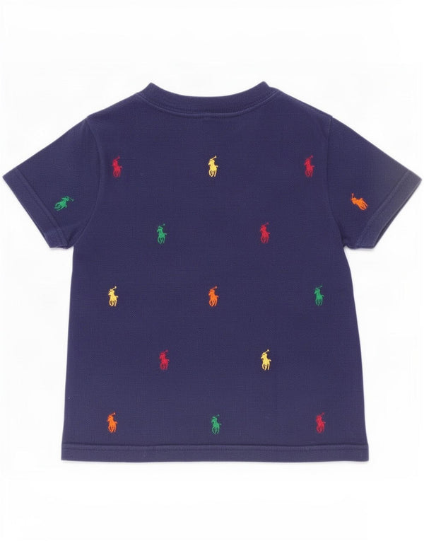 Polo Ralph Lauren T-shirt grafica per ragazzi Top 2-3 anni in cotone blu navy