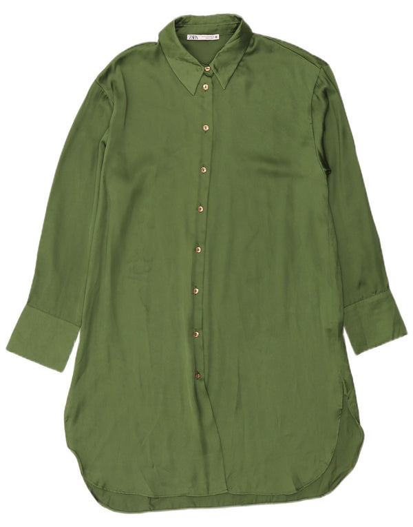 Abito camicia da donna Zara UK 14 Poliestere verde medio