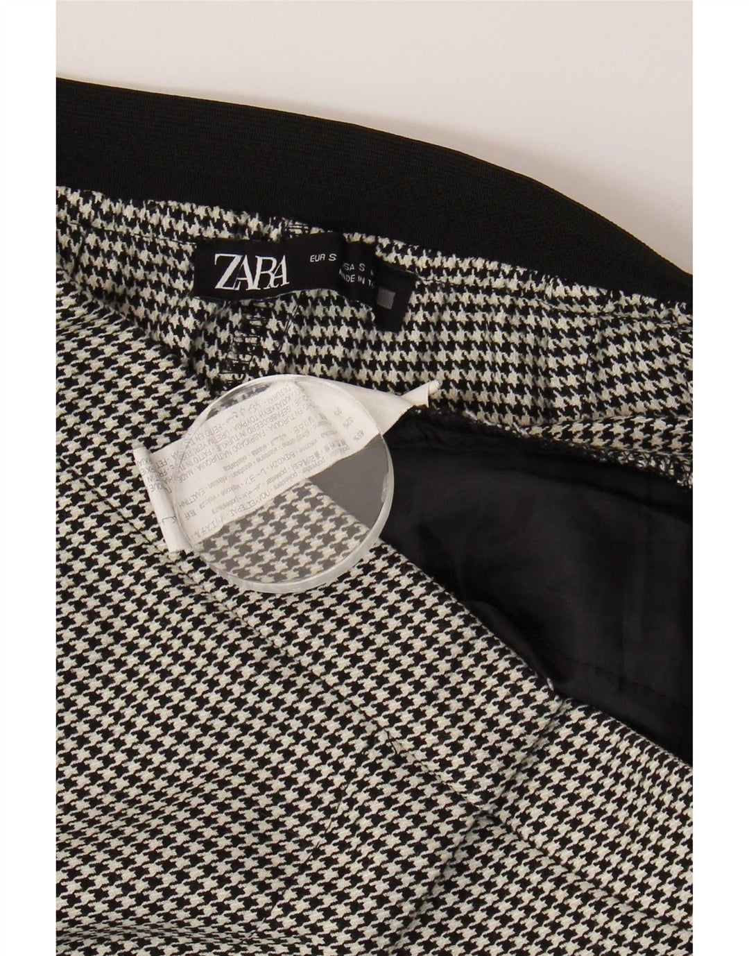 Pantaloni chino slim da donna Zara piccoli W26 L27 poliestere pied de poule nero
