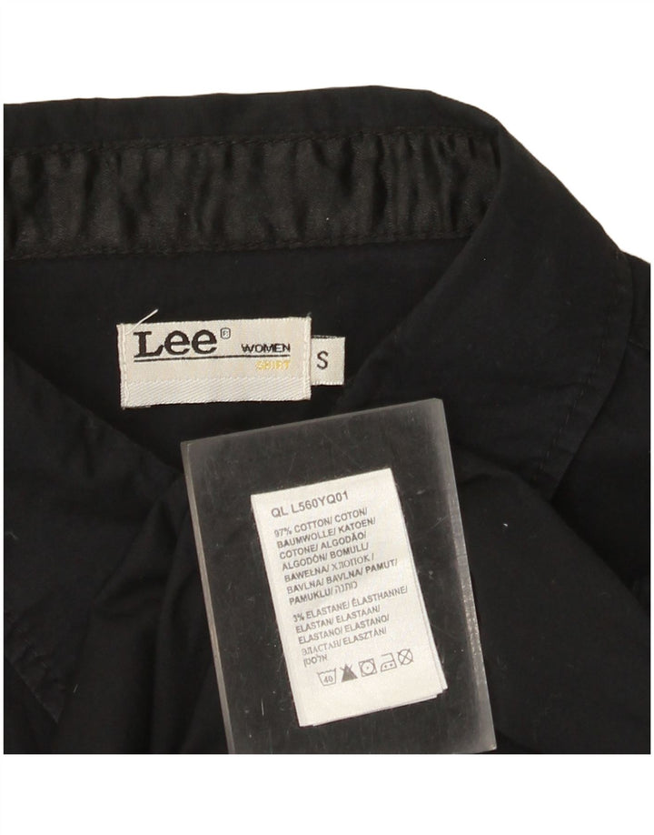 Camicia a maniche corte da donna Lee UK 10 piccola in cotone nero