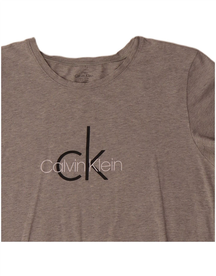 CALVIN KLEIN T-shirt grafica da donna Top UK 18 XL Grigio