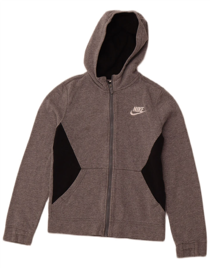 Maglione con cappuccio e zip NIKE per ragazzi 10-11 anni in cotone color block grigio medio