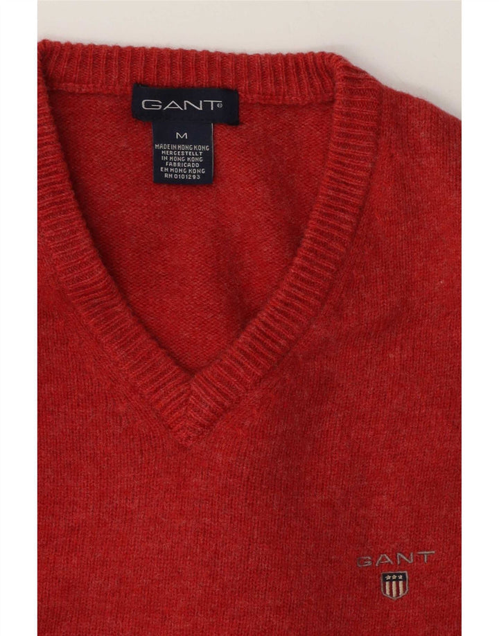 Gant Maglione da uomo con scollo a V in lana d'agnello rosso medio