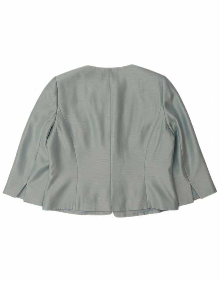 JACQUES VERT Giacca blazer da donna con maniche a 3/4 e 1 bottone UK 14 grande blu