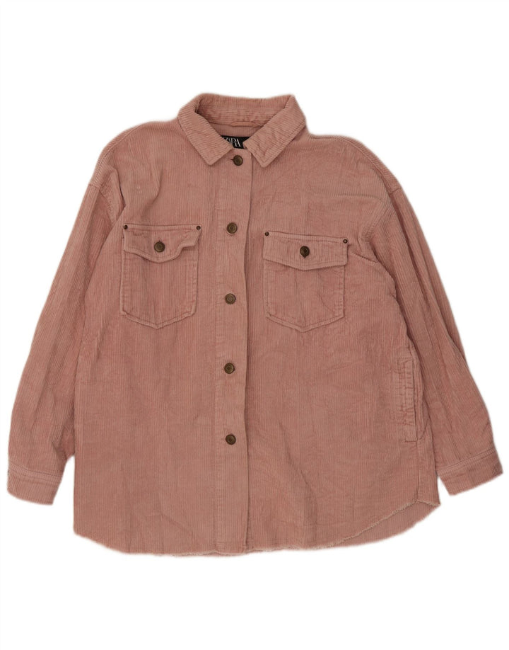 Camicia in velluto a coste oversize da donna Zara UK 10 Small Rosa
