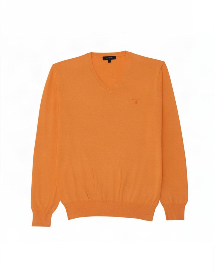 Gant Maglione da uomo con scollo a V grande in cotone arancione