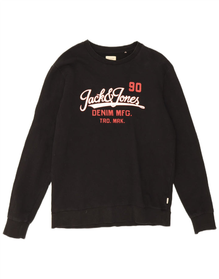 Jack & Jones Felpa grafica da uomo Maglione grande cotone nero