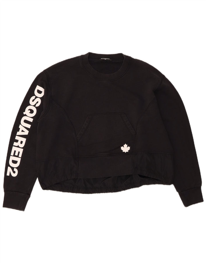Felpa corta grafica oversize per ragazze Dsquared2 15-16 anni nera