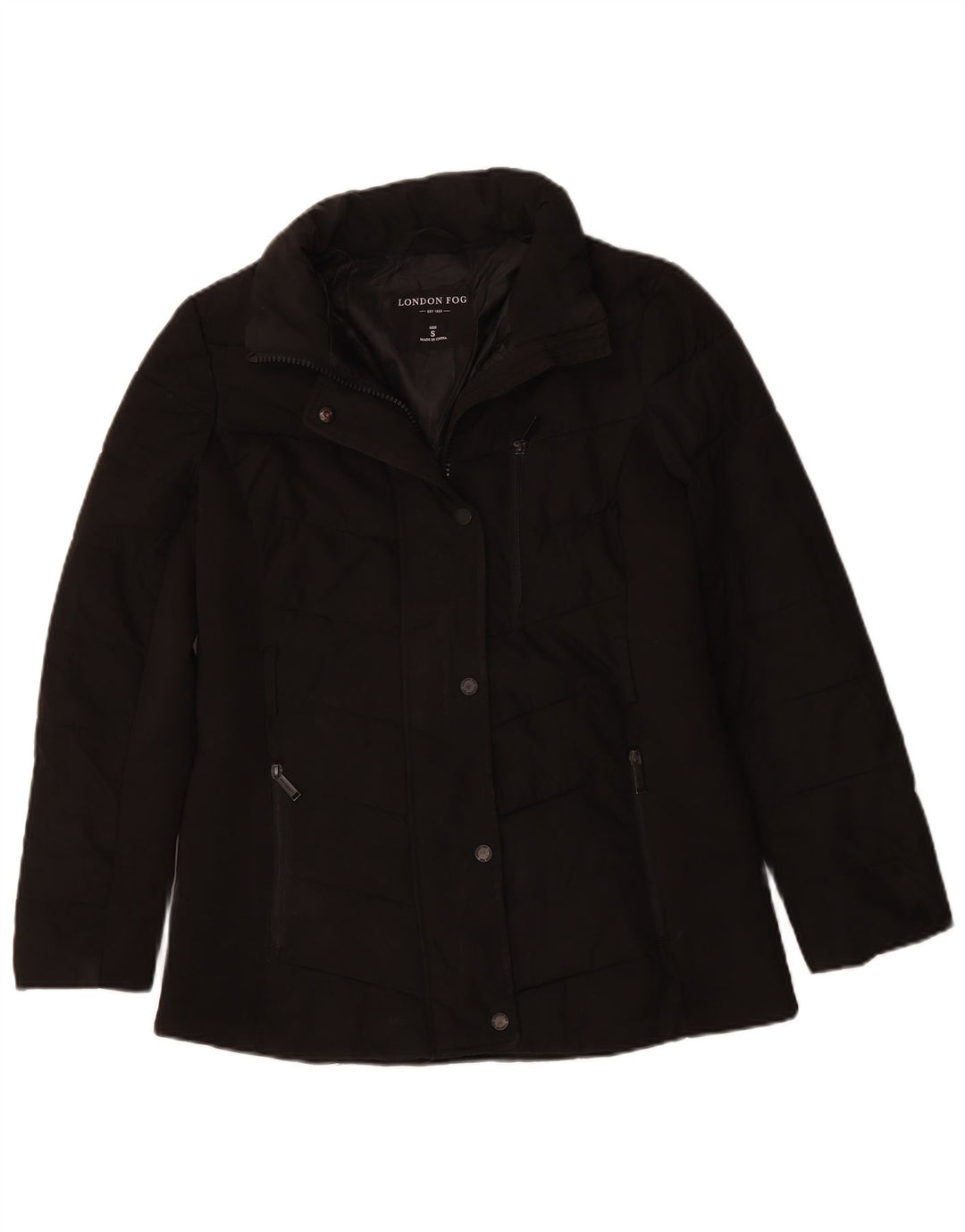 Giacca imbottita oversize da donna LONDON FOG UK 10 piccola in poliestere nero