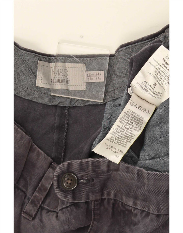 Pantaloni da abito dritti da uomo Marks & Spencer W42 L29 cotone grigio